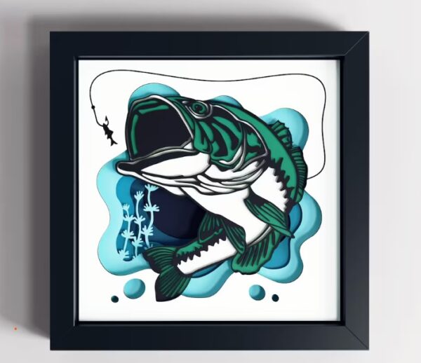 3d Fishing svg - Shadow box svg, Fish svg - Image 2