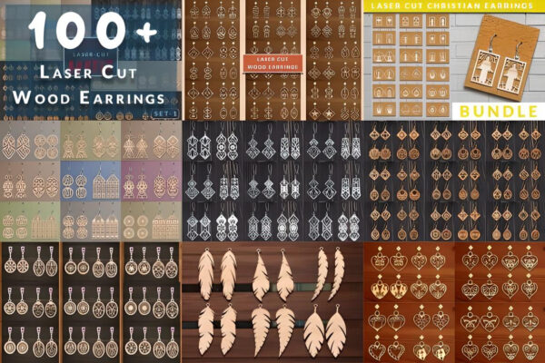 150+ Laser Cut Wood Earrings SVG Bundle