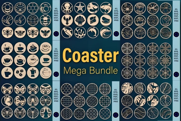 Lasercut Coasters Mega Bundle SVG