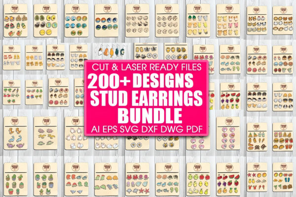 Stud Earring Cut File SVG Bundle